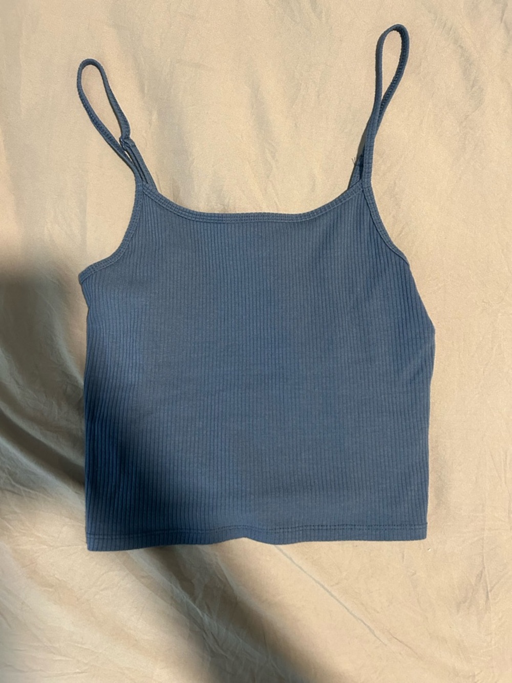 American Eagle Outfitters Slate Blue Ribbed Spaghetti Strap Crop